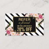 友人を参照する |美しいピンクのフローラストライプ 紹介カード (正面)