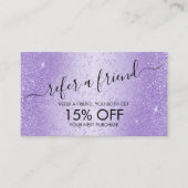友人を参照 – パープルラベンダーグリッター 紹介カード (正面)