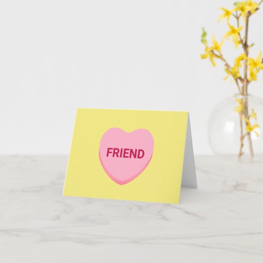 友人イエローピンクの会話ハートバレンタイン カード (黄色い花)
