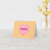 友人オレンジピンクの会話ハートバレンタイン カード (黄色い花)