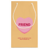 友人オレンジピンクの会話ハートバレンタイン スモールペーパーバッグ (裏面)