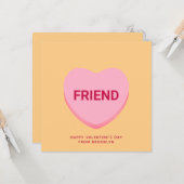 友人オレンジ語の会話ハートバレンタインデー カード (正面/裏面インサイチュ)