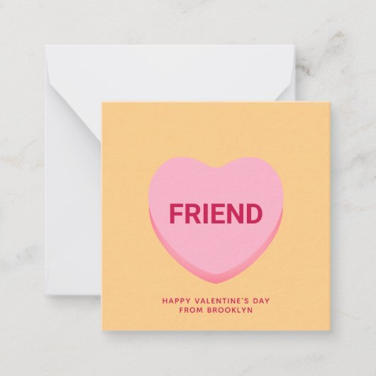 友人オレンジ語の会話ハートバレンタインデー ノートカード (正面)