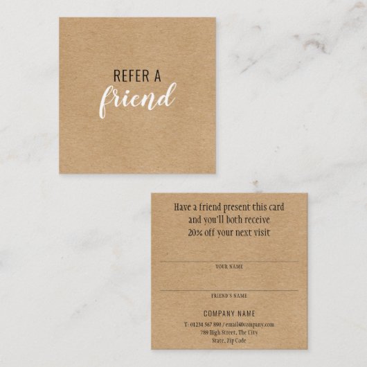 友人クラフトを参照素朴する 紹介カード (正面/裏面)