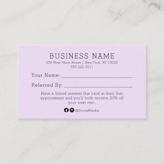 友人サロン紹介カードを参照 名刺 (裏面)