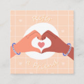 友人ピンクのハートかわいい手のイラストレーション 紹介カード (正面)