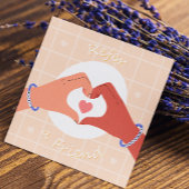 友人ピンクのハートかわいい手のイラストレーション 紹介カード