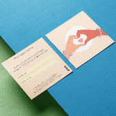 友人ピンクのハートかわいい手のイラストレーション 紹介カード