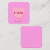 友人ピンクの会話ハートValentines Dayカード エンクロージャーカード (正面/裏面)