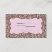 友人ピンクローズ金ゴールドグリッタークライアントカードを参照 紹介カード (裏面)