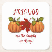 友人ファミリー私たちはカボチャを選択 スクエアペーパーコースター (正面)