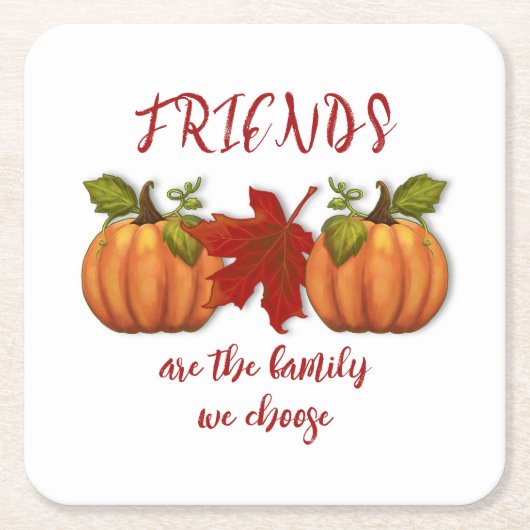 友人ファミリー私たちはカボチャを選択 スクエアペーパーコースター (正面)