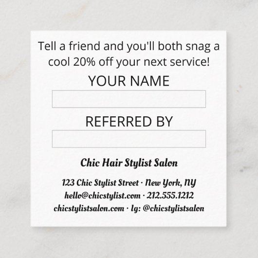 友人レトロ電話紹介カードを参照する スクエア名刺 (裏面)