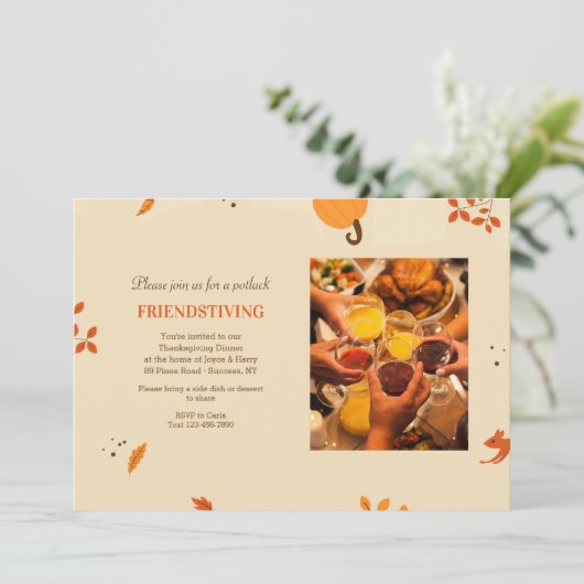 友人写真感謝祭招待状 招待状 (スタンド正面)