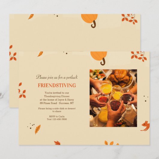 友人写真感謝祭招待状 招待状 (正面/裏面)