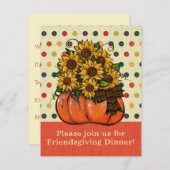 友人寄りディナー招待状|ひまわり シーズンカード (正面/裏面)