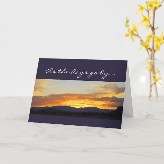 友人感謝の日の入り カード (黄色い花)