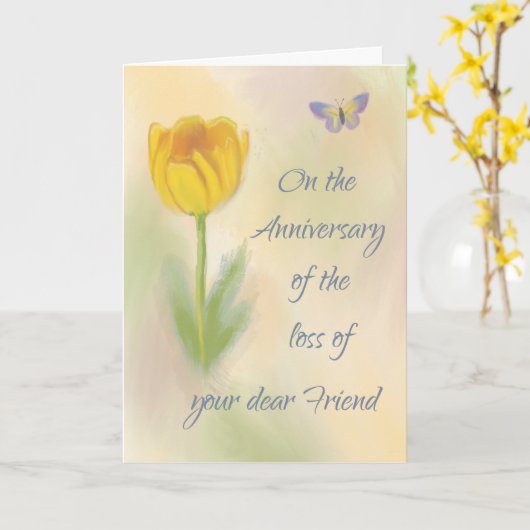友人水彩花を失う記念日 カード (黄色い花)