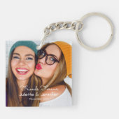 友人永久に|のアップロードの写真は名前および日付を加えます キーホルダー (裏面)