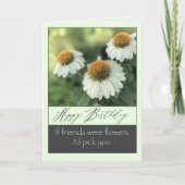 友人白かわいらし花ハッピーバースデー カード (正面)