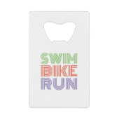 友人素晴らしや家族のためのトライアスロンの贈り物 クレジットカード栓抜き (正面)