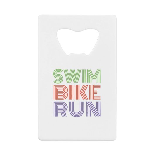 友人素晴らしや家族のためのトライアスロンの贈り物 クレジットカード栓抜き (正面)