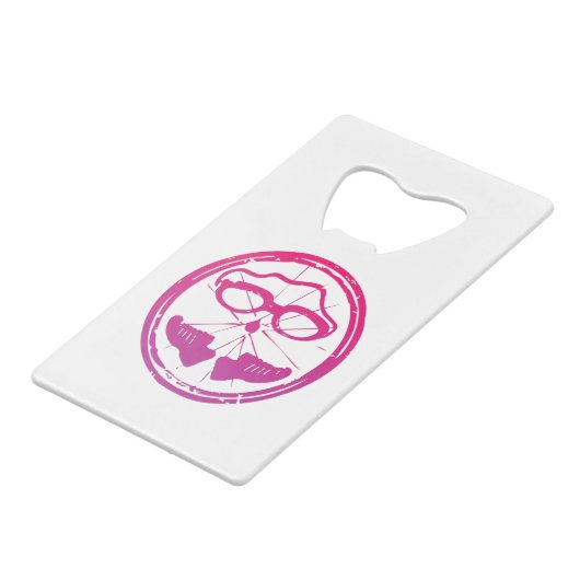 友人素晴らしや家族のためのトライアスロンの贈り物 クレジットカード栓抜き (裏面アングル)