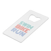 友人素晴らしや家族のためのトライアスロンの贈り物 クレジットカード栓抜き (正面アングル)