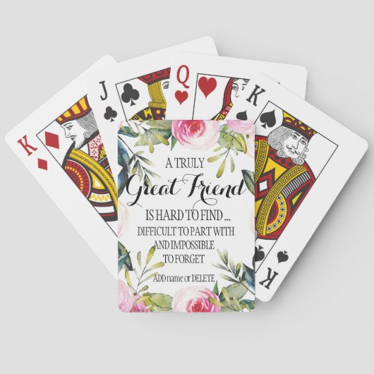 友人離れの家族の愛のための友人の贈り物スクリプト トランプ (裏面)