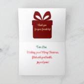 友人、クリスマス折り畳みグリーティングカード カード (内部)