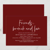 友人、ブランチと愛、カジュアルブライダルシャワー  招待状 (正面/裏面)