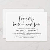 友人、ブランチと愛、カジュアルブライダルシャワー 招待状 (正面/裏面)