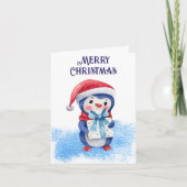 友人、同僚、先生ペンギンのクリスマスカード カード (正面)