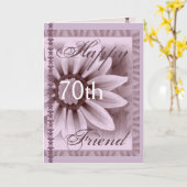 友人-幸せな第70誕生日-ラベンダーの花 カード (黄色い花)
