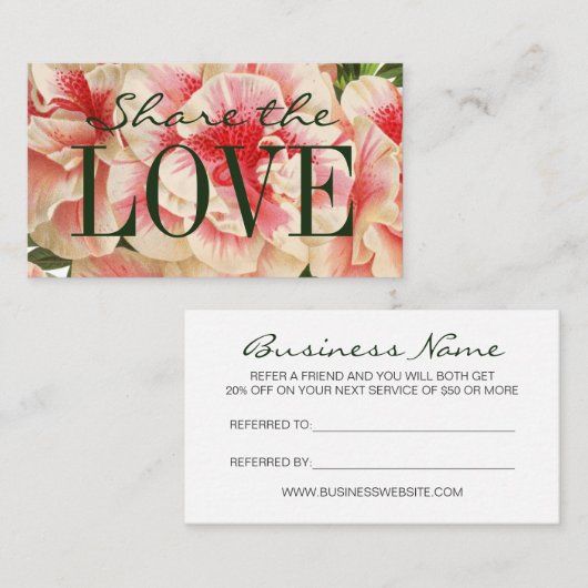 友人/紹介の花の名刺を参照して下さい 紹介カード (正面/裏面)