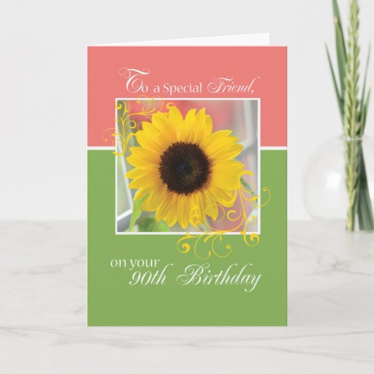 友人、90誕生日、Just a Note Sunflower カード (正面)