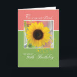 友人、90誕生日、Just a Note Sunflower カード<br><div class="desc">緑とピンクのカードに美しいヒマワリ。友人の90歳の誕生日の願いを添えて送るのに最適。</div>