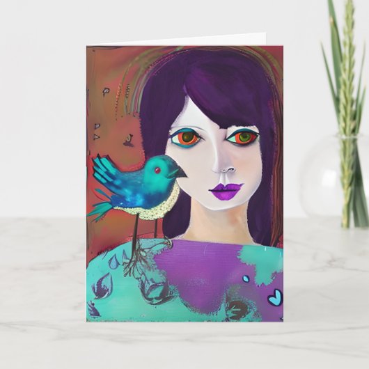 友保人とTouchして | 女と鳥 カード (正面)