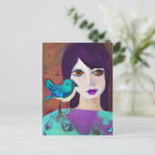 友保人とTouchして | 女と鳥 ポストカード (スタンド正面)