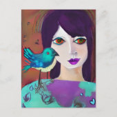 友保人とTouchして | 女と鳥 ポストカード (正面)