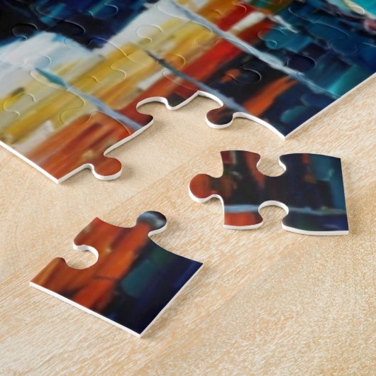 友好の抱擁に散歩を続ける雨の市公園 ジグソーパズル (側面)