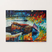 友好の抱擁に散歩を続ける雨の市公園 ジグソーパズル (横)