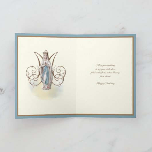 友好宗教ヴァージンメアリフローラカトリック カード (内部)