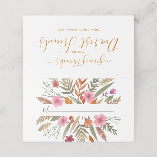 友好感のある水彩秋葉座席表 プレイスカード (外部開封)