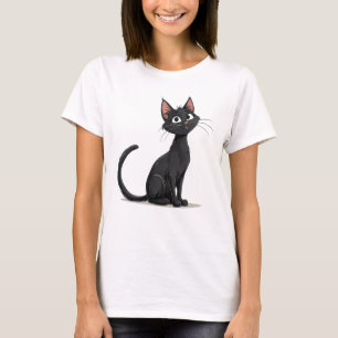 友好的な黒猫の表情 Tシャツ