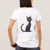 友好的な黒猫の表情 Tシャツ (裏面)