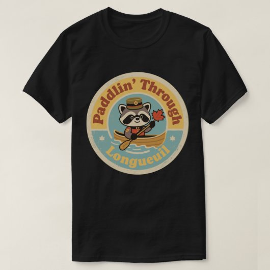 友好的アライグマとともにルジュイユをパドリングする Tシャツ (デザイン正面)