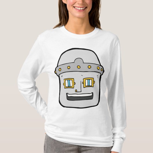 友好的シルバー・ロボット・ヘッド Tシャツ (正面)