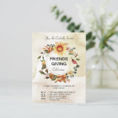 友情あふれるディナー感謝祭の秋のひまわり ポストカード (スタンド正面)