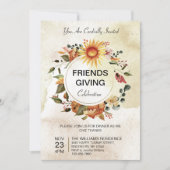友情あふれるディナー感謝祭の秋のひまわり 招待状 (正面)
